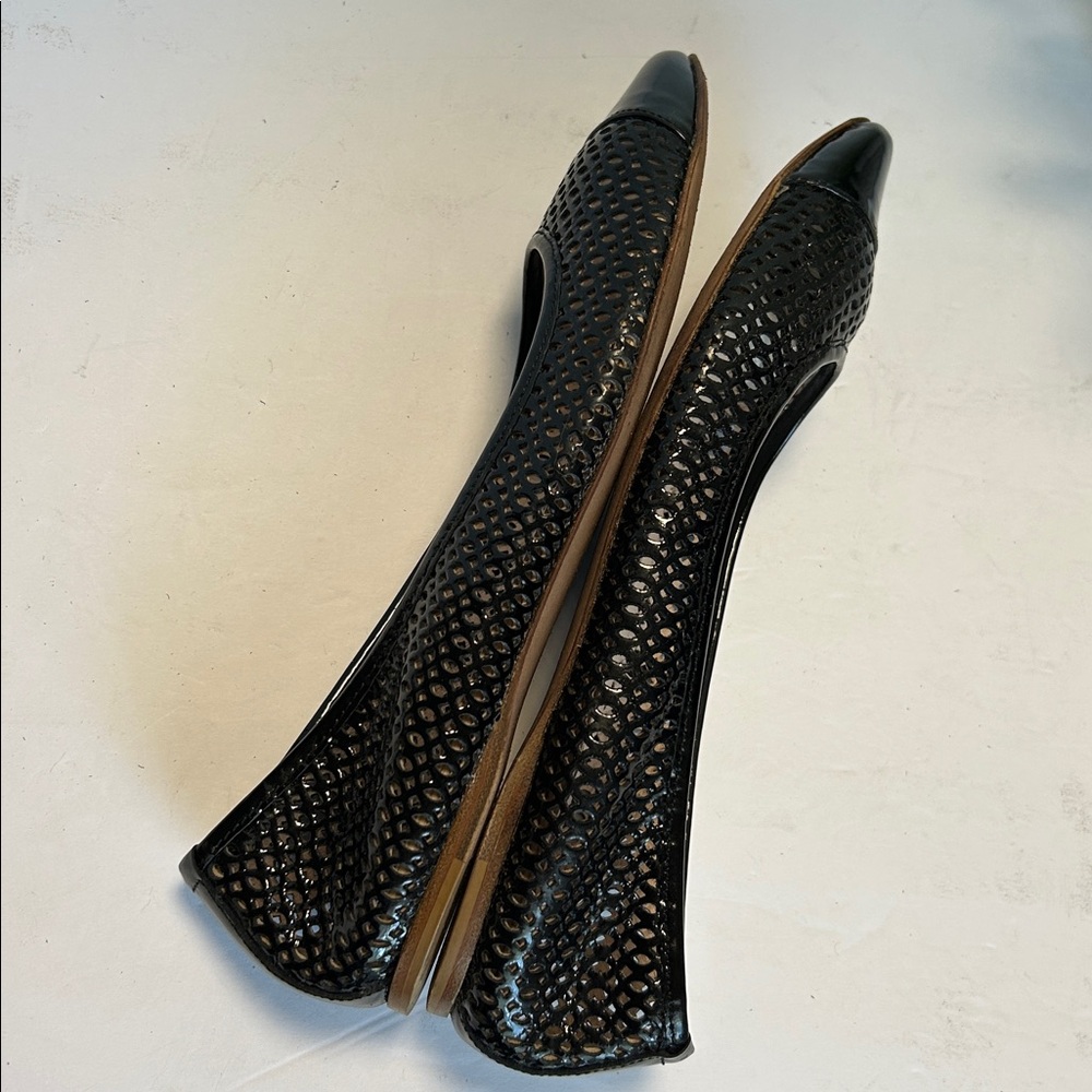 Furla Black Patent Leather Mesh Flats - Picture 13 of 17